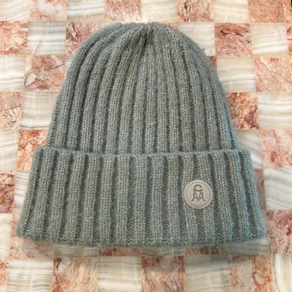 Sage Green ribbed beanie‎ hat by Steve Madden
